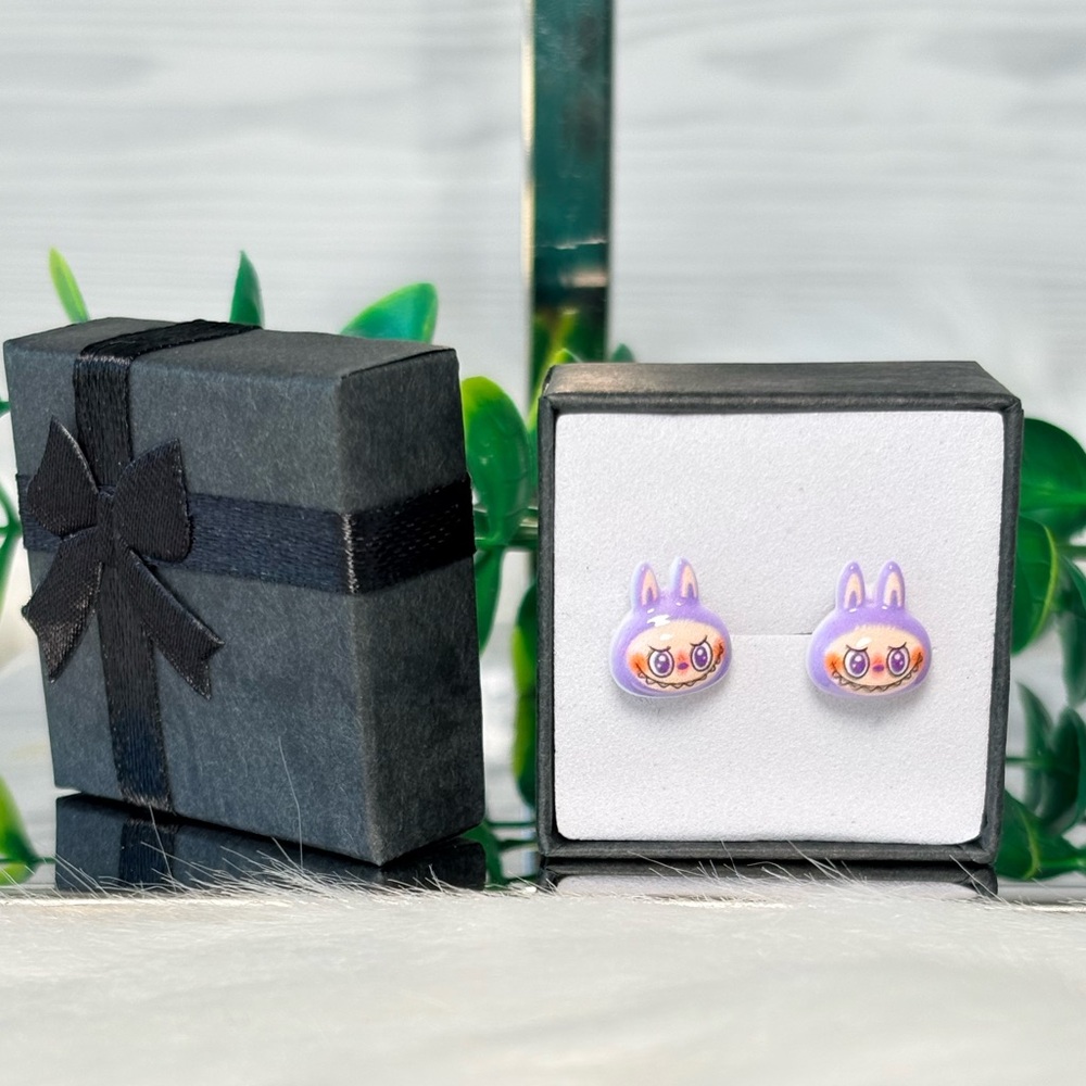 Cute Purple Labubu‎ Stud Earrings